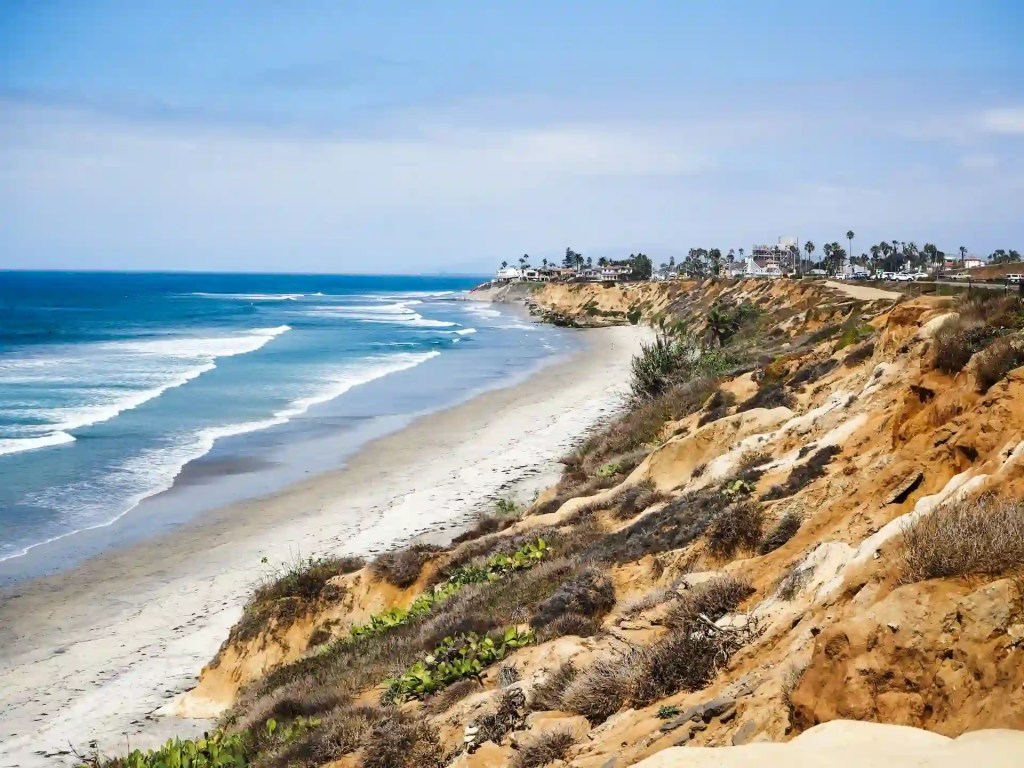 Looking north from Carlsbad, pacific coast on a beautiful, sunny, summer day.