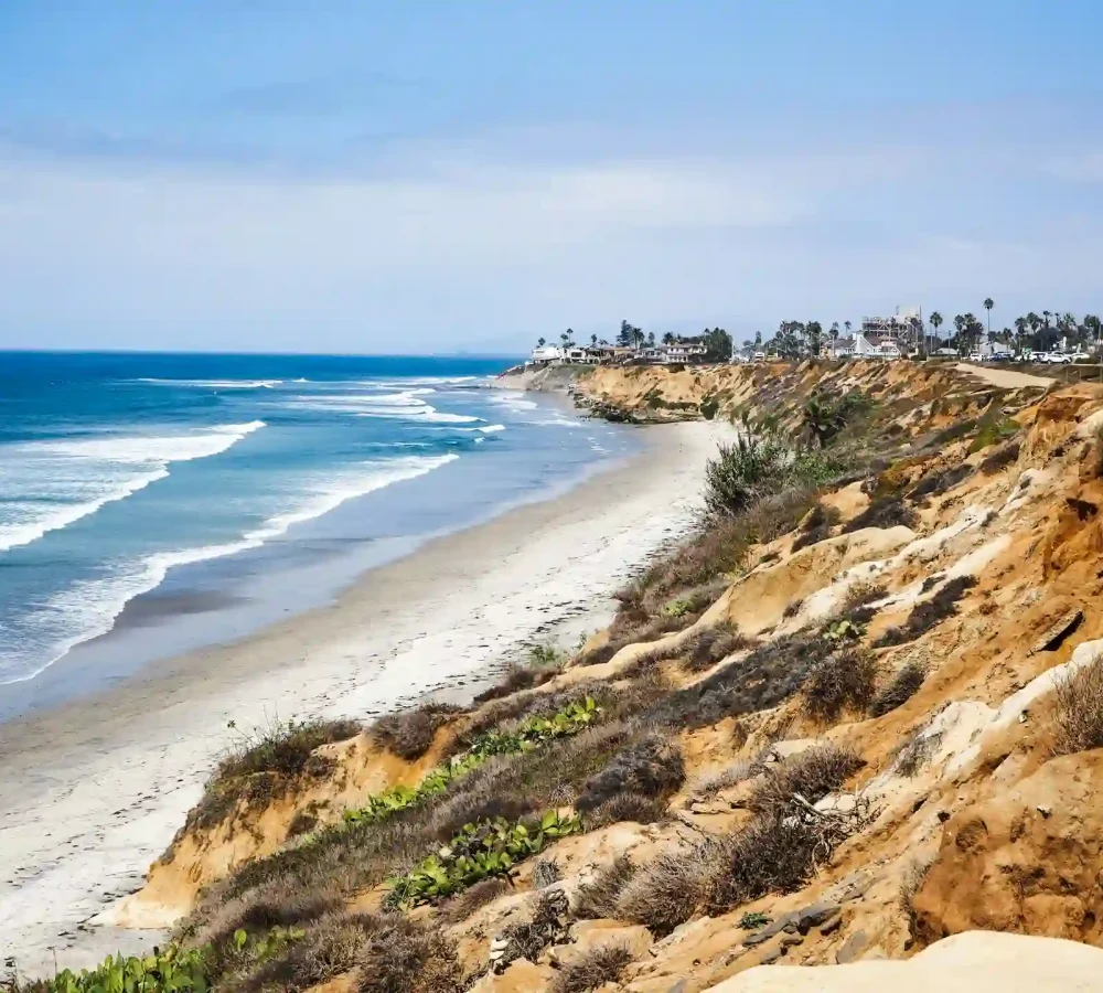 Looking north from Carlsbad, pacific coast on a beautiful, sunny, summer day.